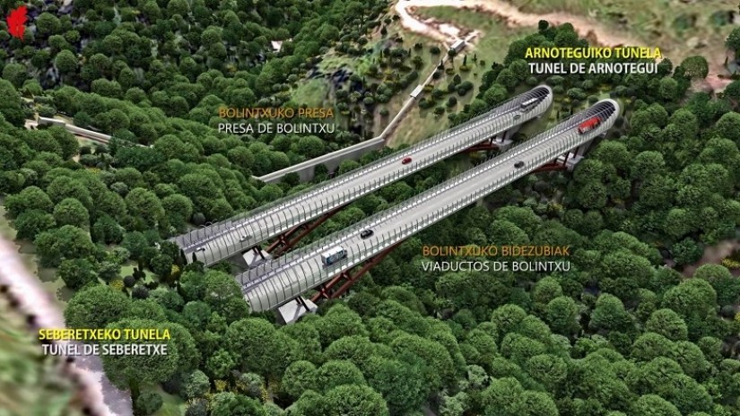 Una innovadora solución permitirá construir los viaductos sobre el Bolintxu sin usar apoyos ni maquinaria en el valle